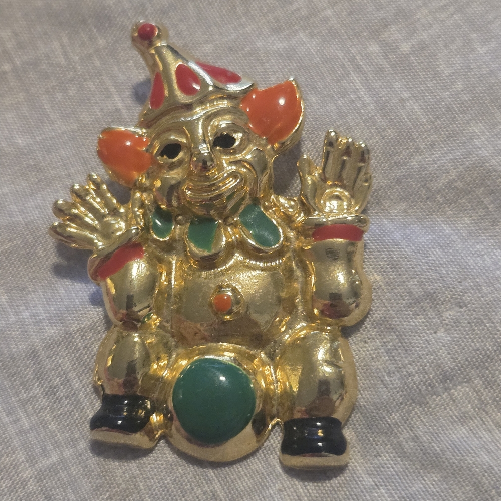 Vintage Colorful Clown Brooch